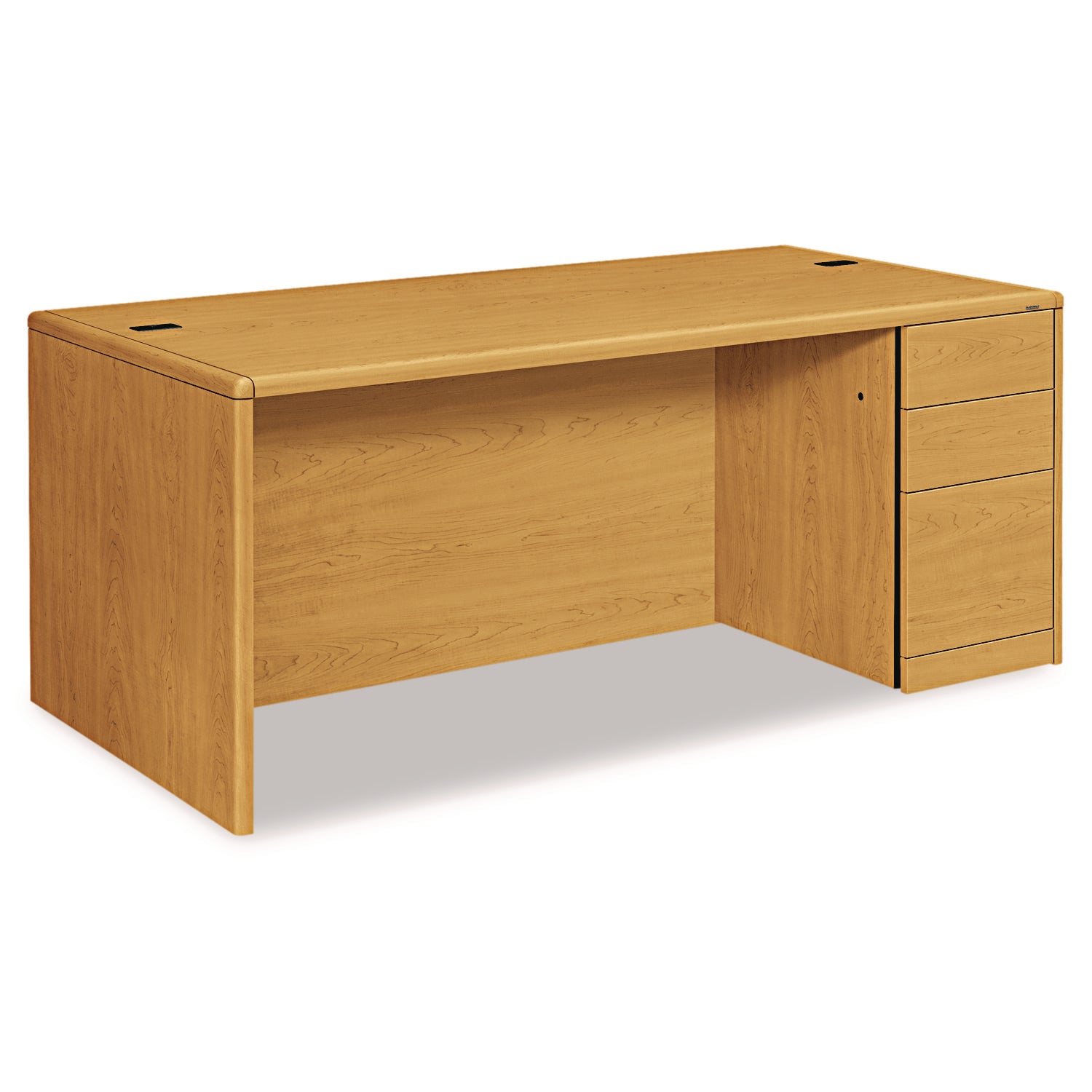 10700 Series Single Pedestal Desk with Full-Height Pedestal on Right, 72" x 36" x 29.5", Harvest