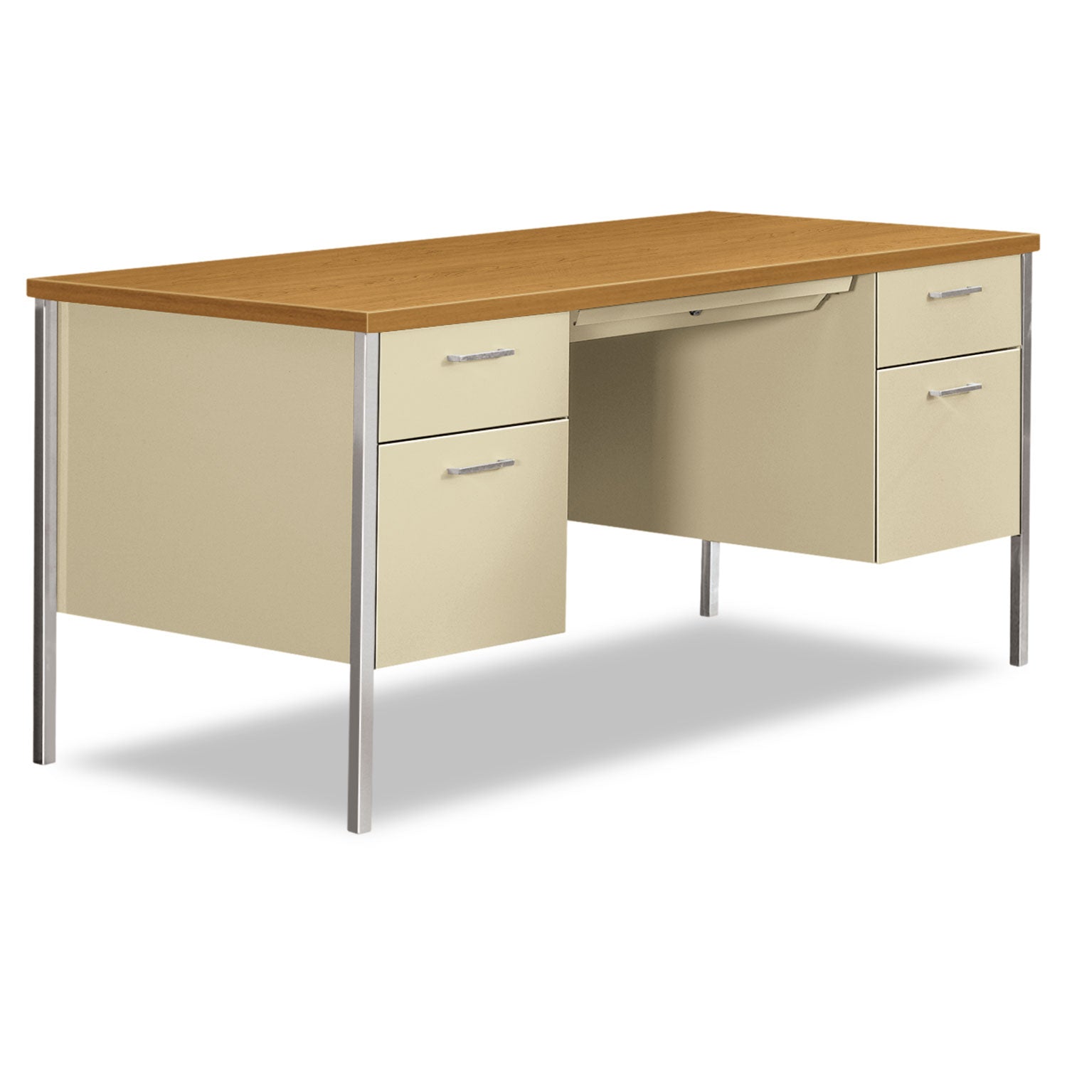 34000 Series Double Pedestal Desk, 60" x 30" x 29.5", Harvest/Putty - 
