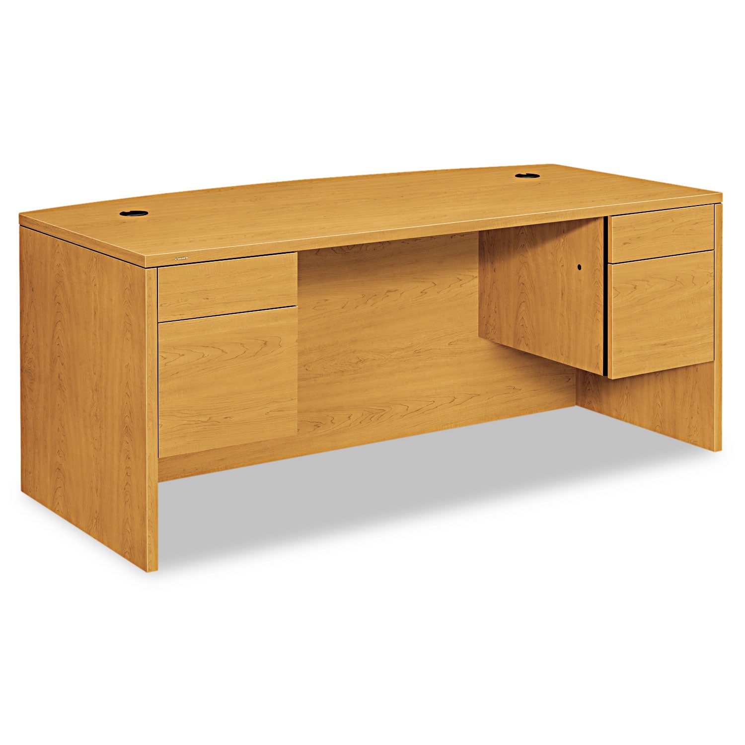 10500 Series Bow Front Double Pedestal Desk, 72" x 36" x 29.5", Harvest - 