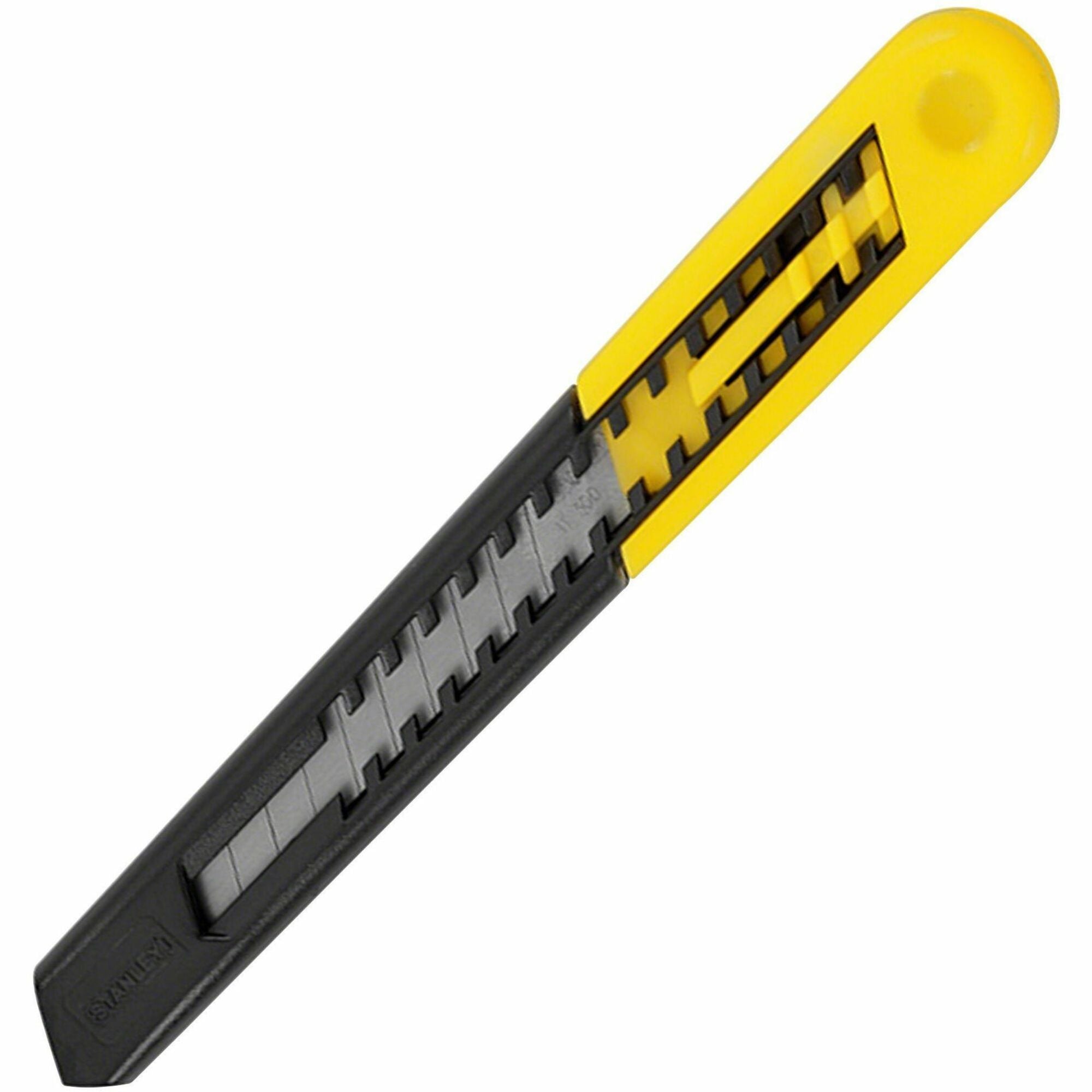 Straight Handle Knife w/Retractable 13 Point Snap-Off Blade, 9 mm Blade, 5.13" Plastic Handle, Yellow/Gray