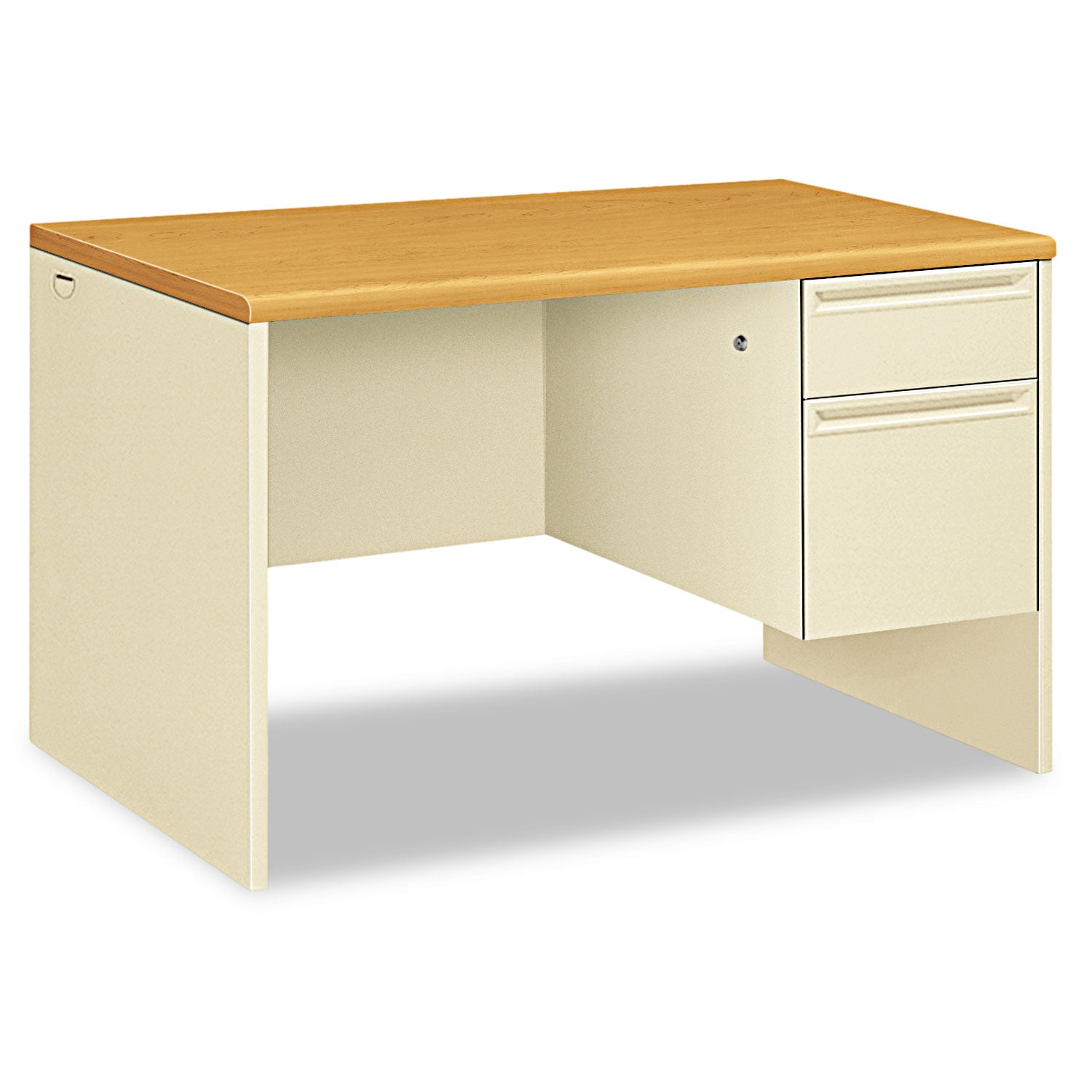38000 Series Right Pedestal Desk, 48" x 30" x 29.5", Harvest/Putty - 
