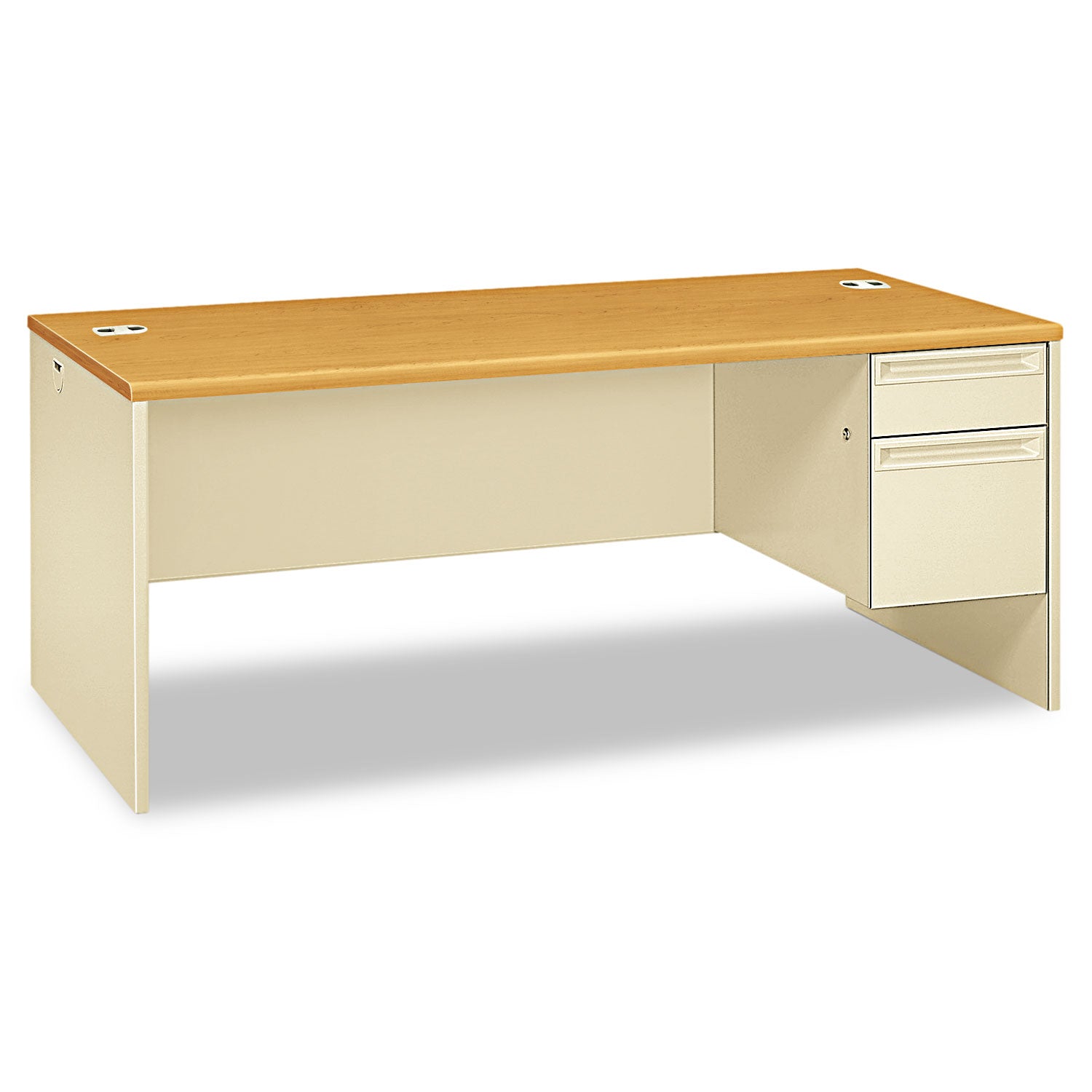 38000 Series Right Pedestal Desk, 72" x 36" x 29.5", Harvest/Putty - 