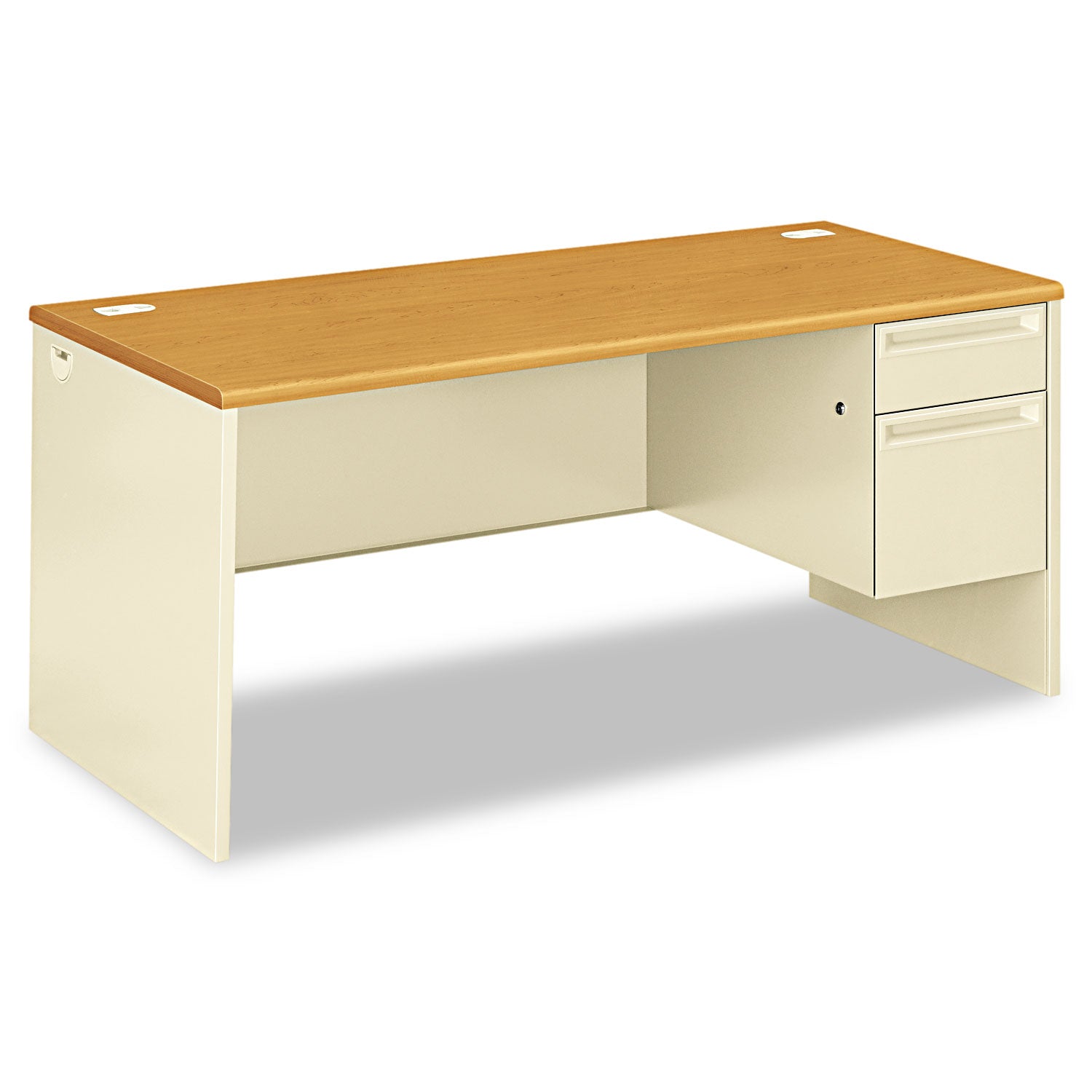 38000 Series Right Pedestal Desk, 66" x 30" x 29.5", Harvest/Putty - 