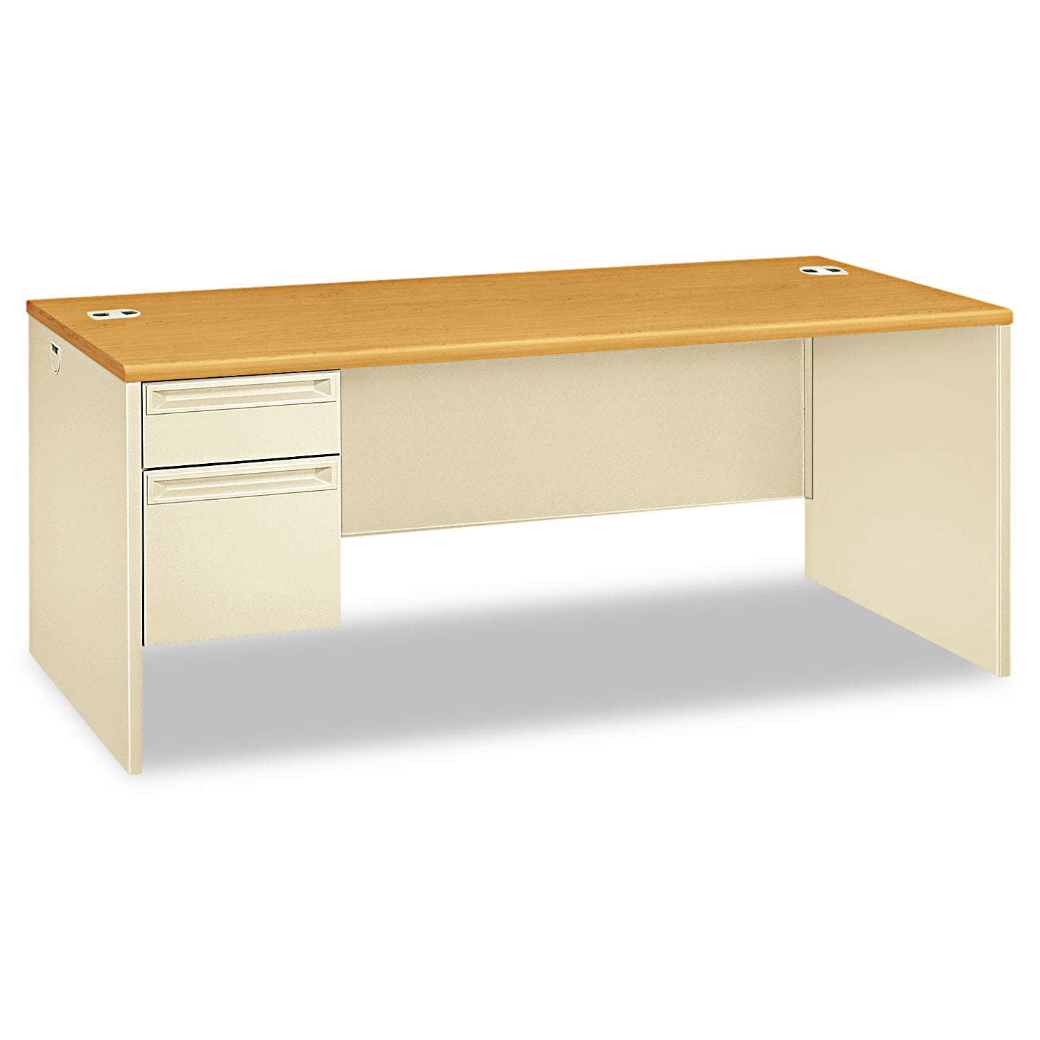 38000 Series Left Pedestal Desk, 72" x 36" x 29.5", Harvest/Putty - 