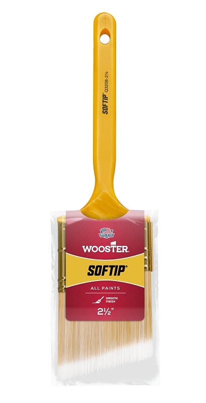 Softip Paint Brush, Nylon/Polyester Bristles, 2.5" Wide, Angled Profile, Plastic Kaiser Handle
