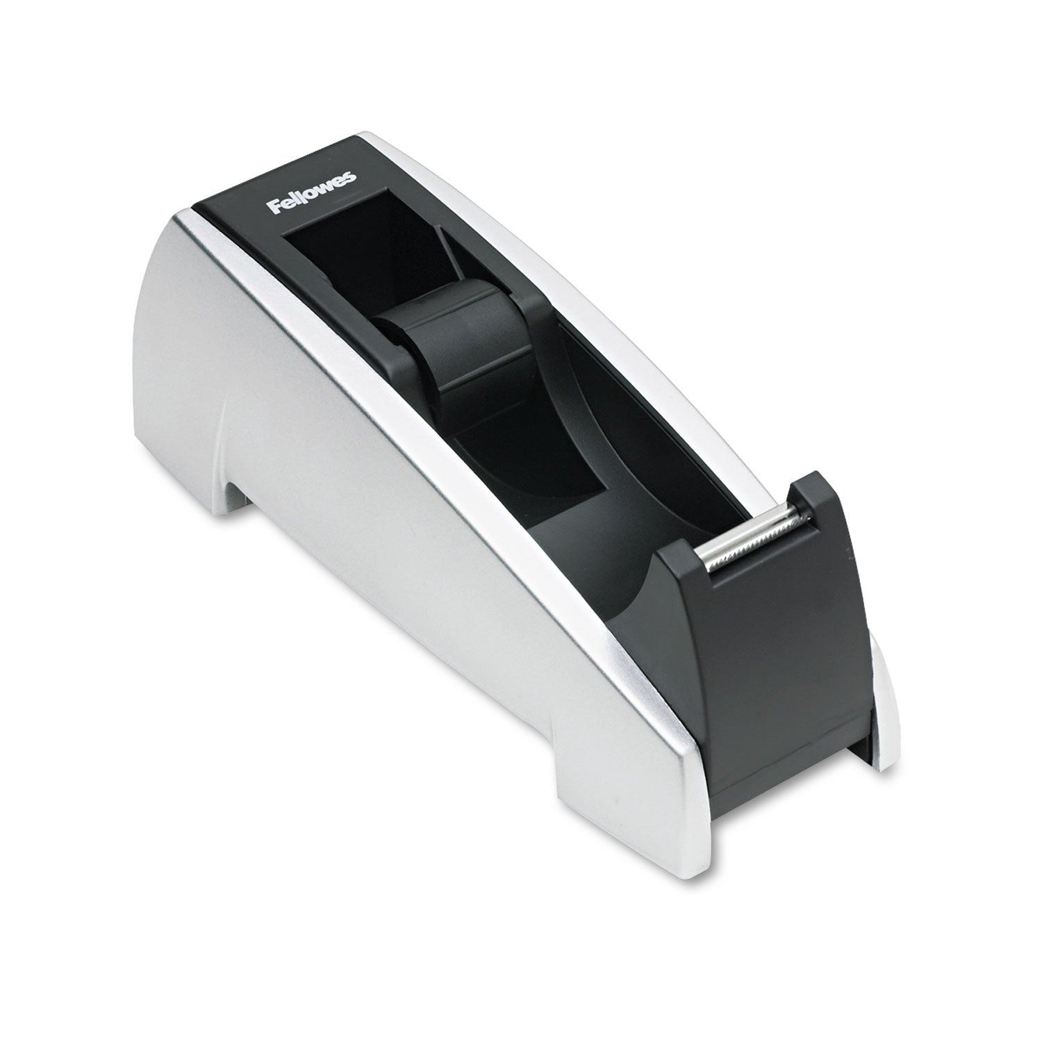 Office Suites Desktop Tape Dispenser, Heavy Base, 1" Core, Plastic, Black/Silver - 