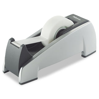 Office Suites Desktop Tape Dispenser, Heavy Base, 1" Core, Plastic, Black/Silver - 