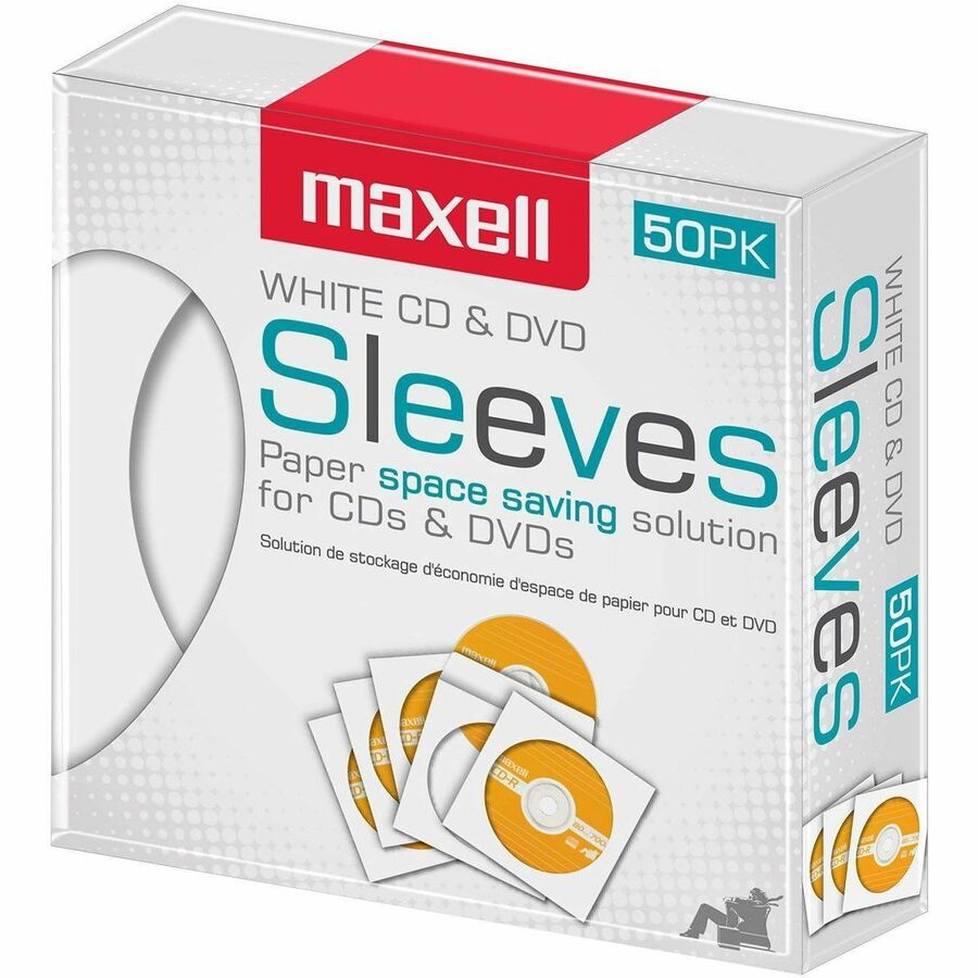 Maxell White CD / DVD Sleeves - Sleeve - Slide Insert - White