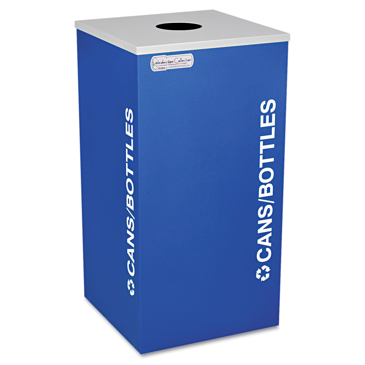 Kaleidoscope Collection Bottle/Can Recycling Receptacle, 24 gal, Steel, Royal Blue - 