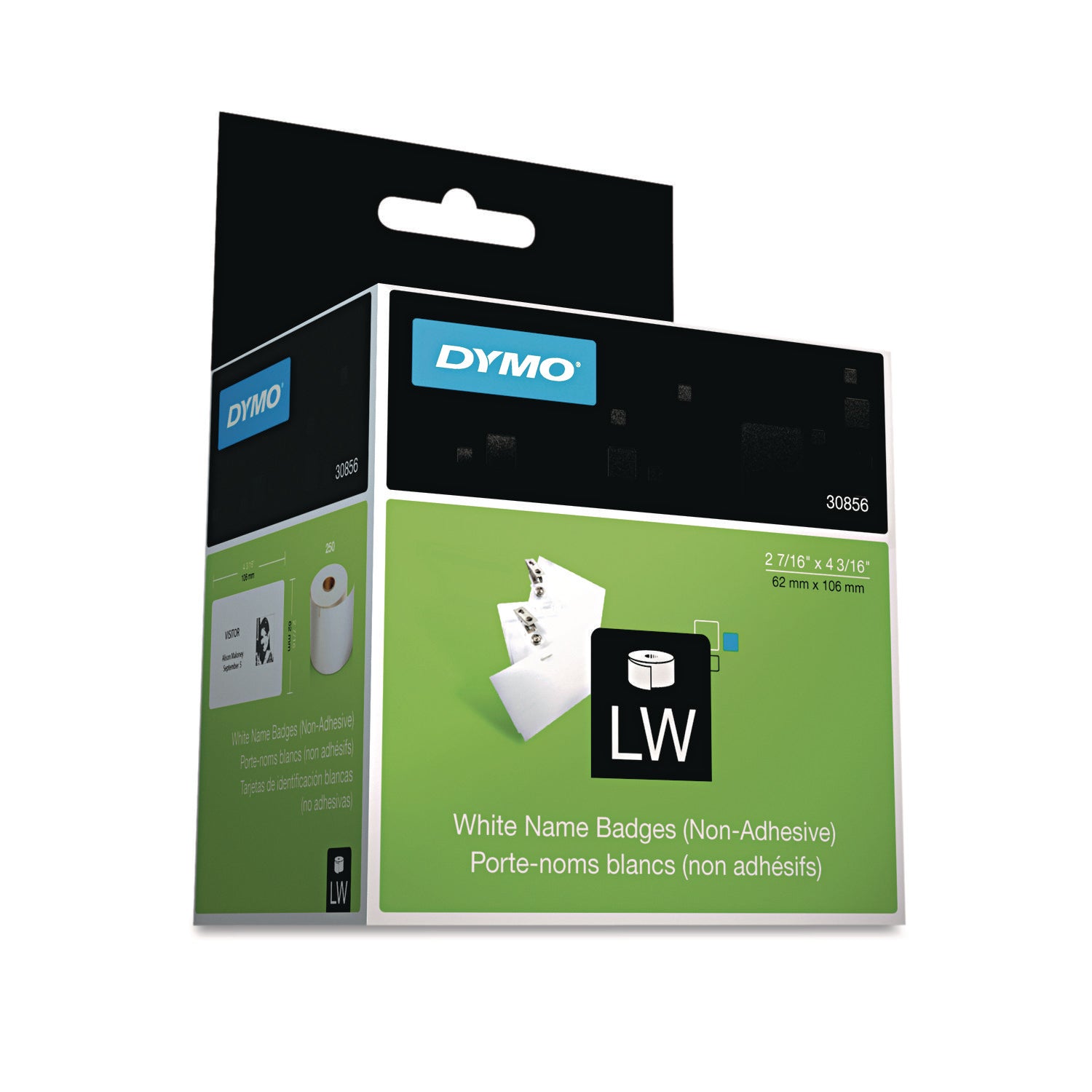 Name Badge Insert Labels, 2.43" x 4.18", White, 250 Labels/Box