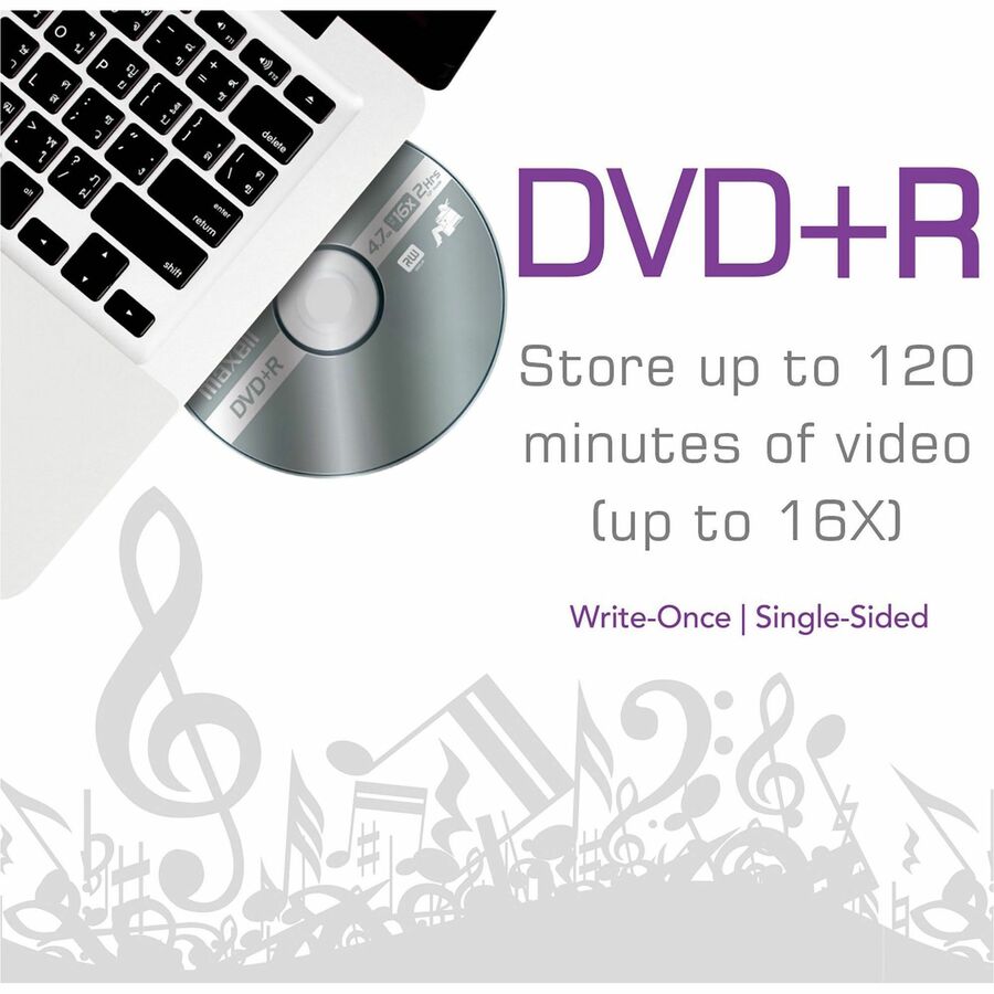 DVD+R High-Speed Recordable Disc, 4.7 GB, 16x, Spindle, Silver, 50/Pack