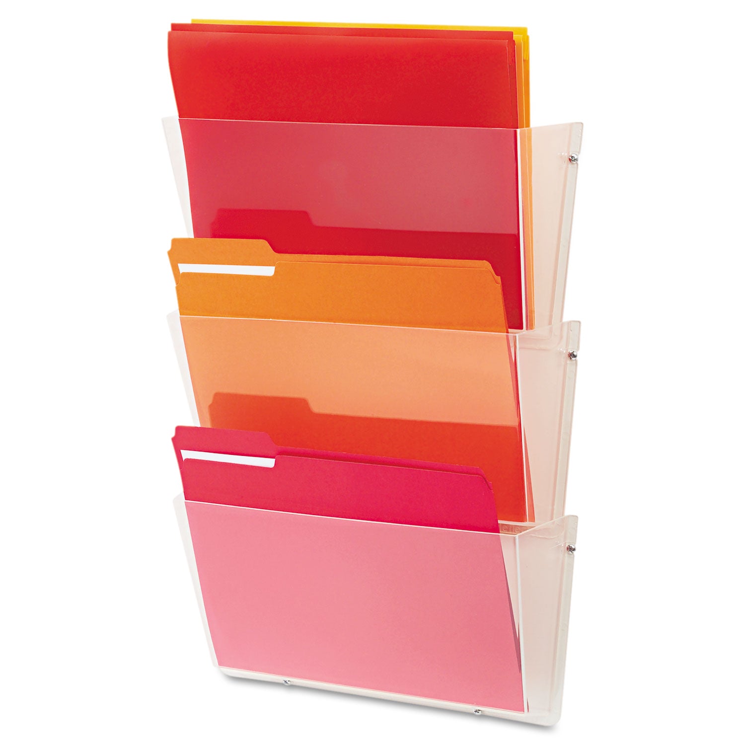 Unbreakable DocuPocket Wall File, 3 Sections, Letter Size, 14.5" x 3" x 6.5", Clear, 3/Pack - 