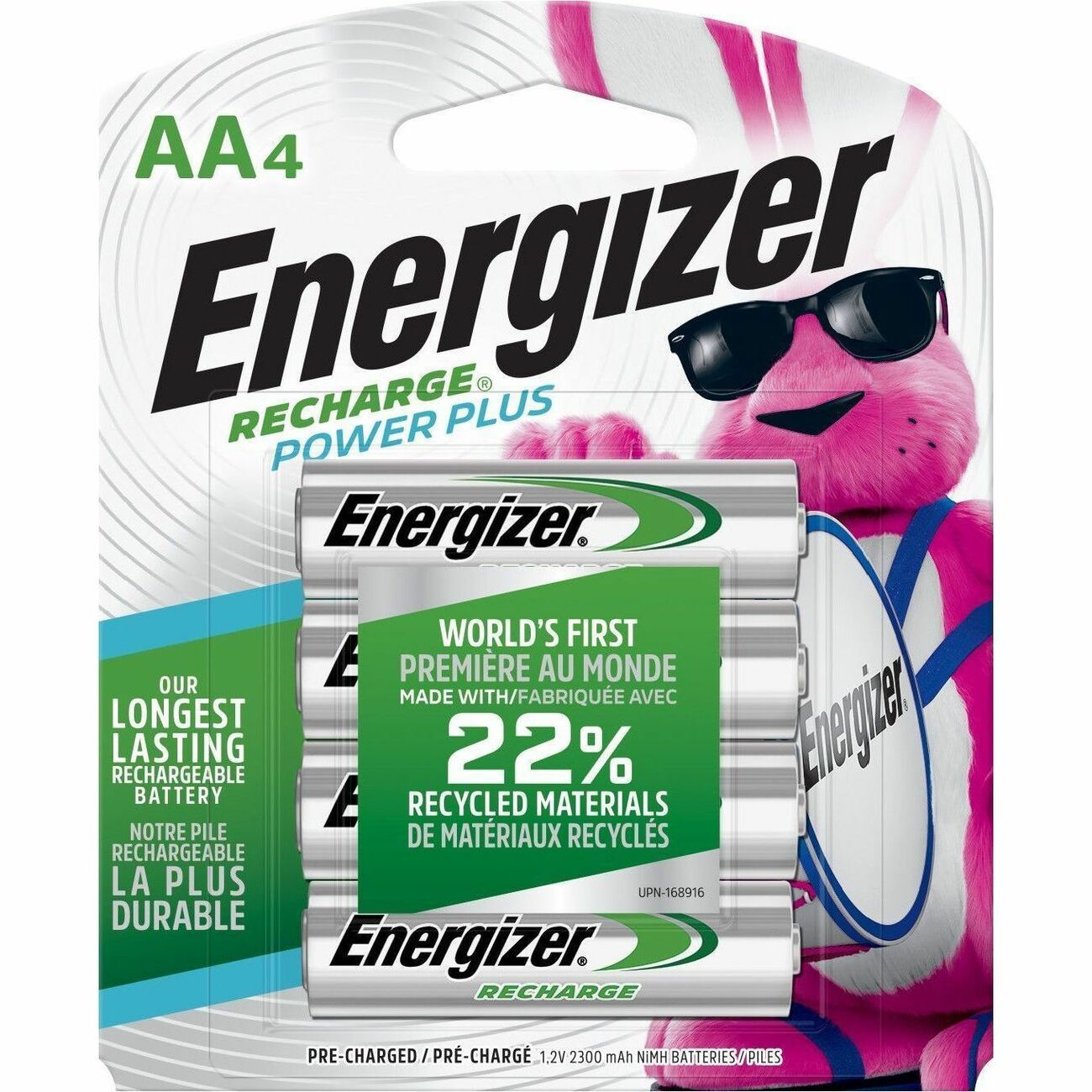 NiMH Rechargeable AA Batteries, 1.2 V, 4/Pack
