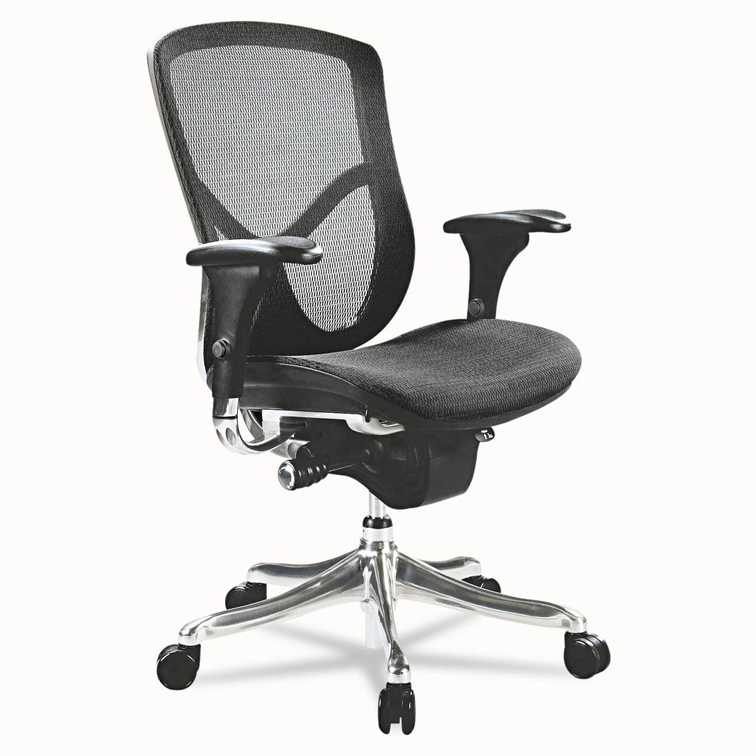 Alera EQ Series Ergonomic Multifunction Mid-Back Mesh Chair, Supports Up to 250 lb, Black Seat/Back, Aluminum Base - 