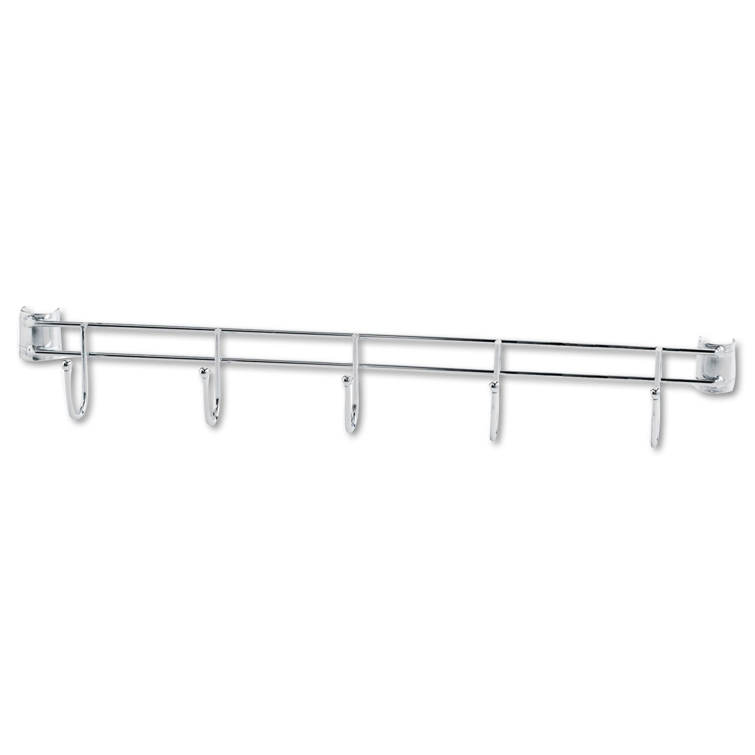 Hook Bars For Wire Shelving, Five Hooks, 24" Deep, Silver, 2 Bars/Pack - 