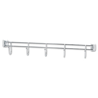 Hook Bars For Wire Shelving, Five Hooks, 24" Deep, Silver, 2 Bars/Pack