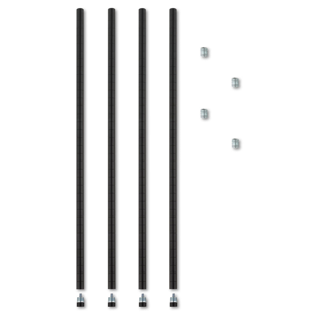 Stackable Posts For Wire Shelving, 36 "High, Black, 4/Pack