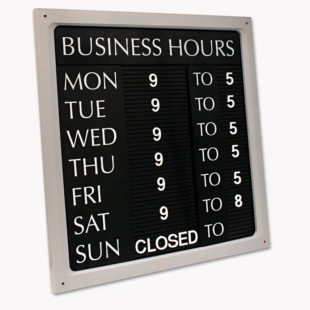 Message/Business Hours Sign, 15 x 20.5, Black/Red - 