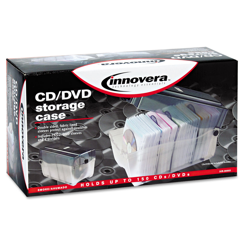 CD/DVD Storage Case, Holds 150 Discs, Clear/Smoke - 