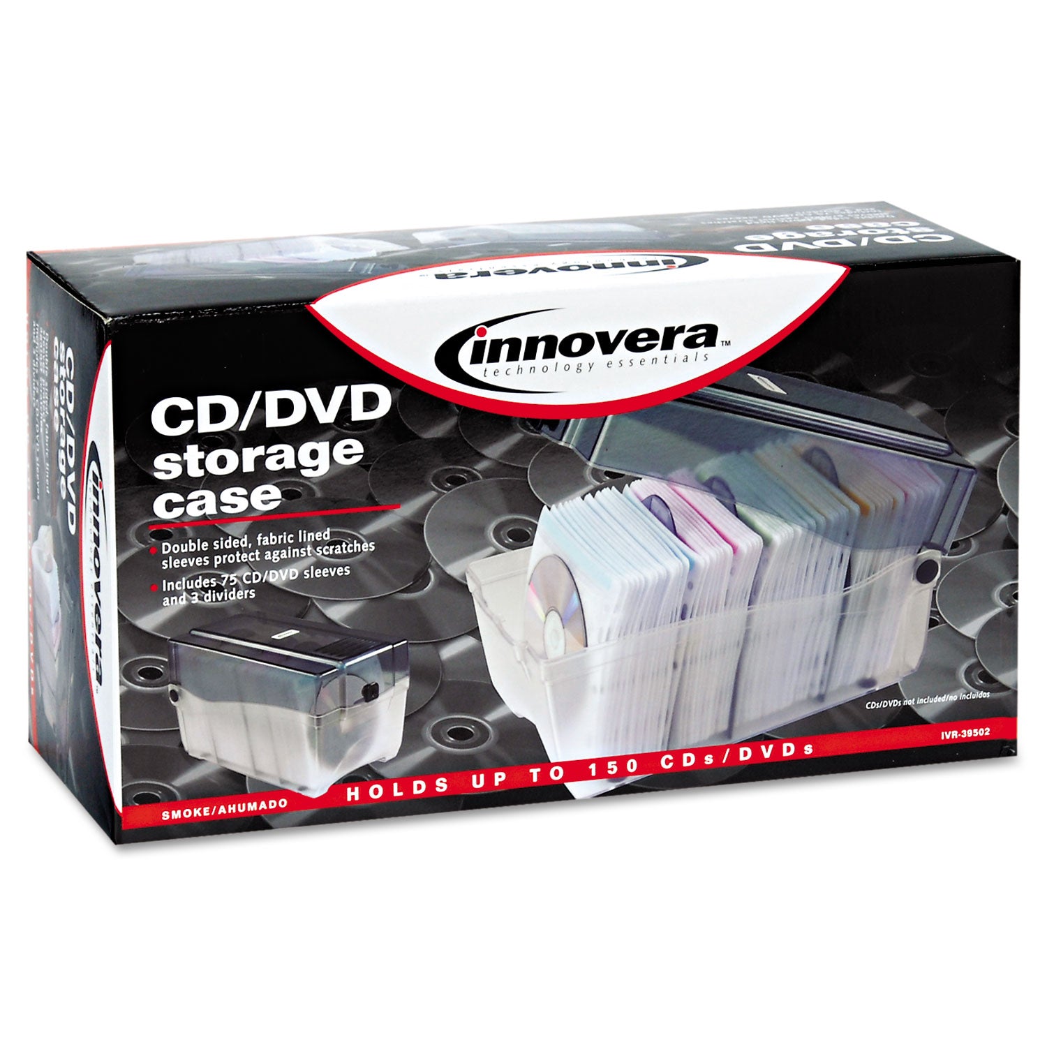 CD/DVD Storage Case, Holds 150 Discs, Clear/Smoke - 