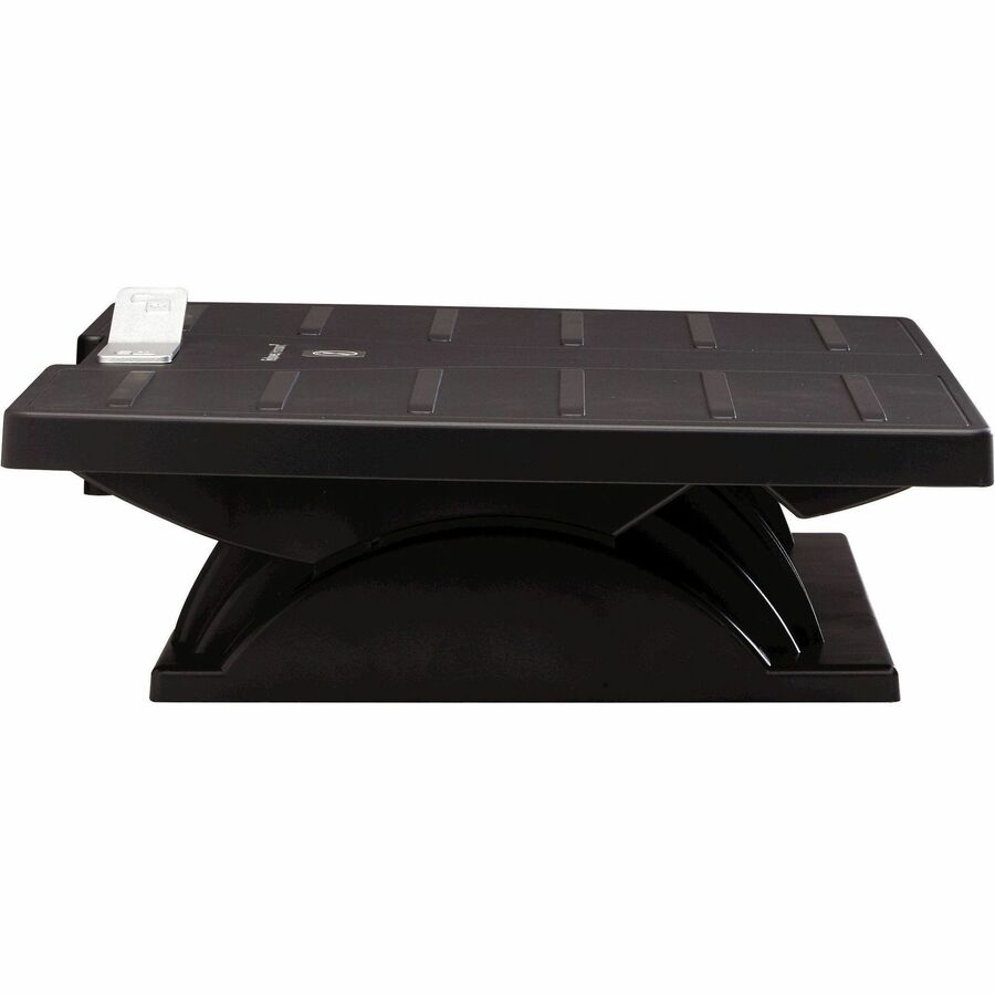 Adjustable Locking Footrest with Microban, 17.5w x 13.13d x 4.13 to 5.63h, Black/Silver