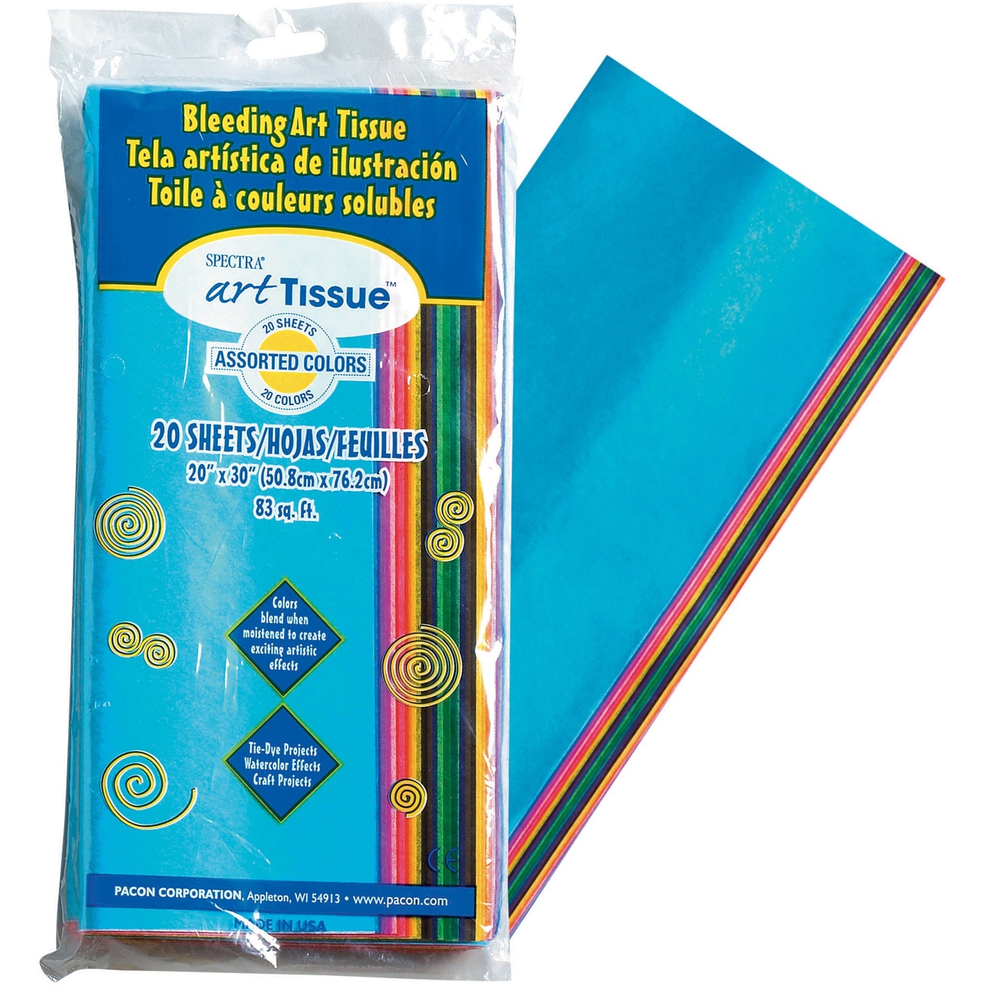 Spectra Art Tissue, 23 lb Tissue Weight, 20 x 30, Assorted, 20/Pack