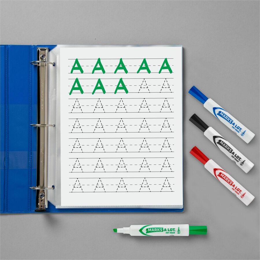 MARKS A LOT Desk-Style Dry Erase Marker, Broad Chisel Tip, Assorted Colors, 4/Set (24409)