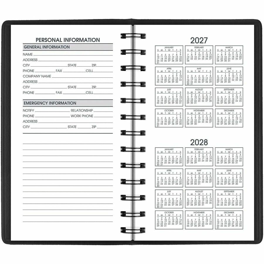 Weekly Planner, 4.5 x 2.5, Black Cover, 12-Month (Jan to Dec): 2024