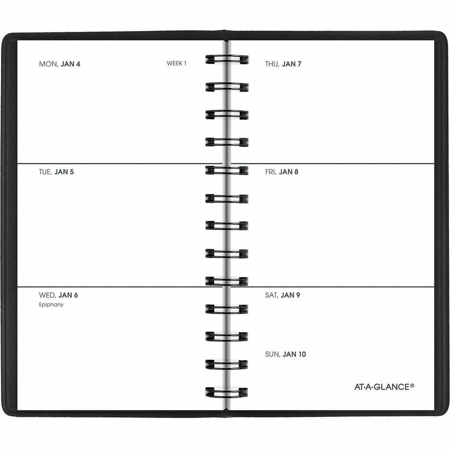 Weekly Planner, 4.5 x 2.5, Black Cover, 12-Month (Jan to Dec): 2024