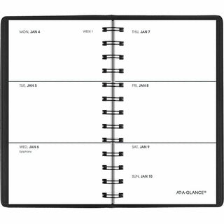 Weekly Planner, 4.5 x 2.5, Black Cover, 12-Month (Jan to Dec): 2024