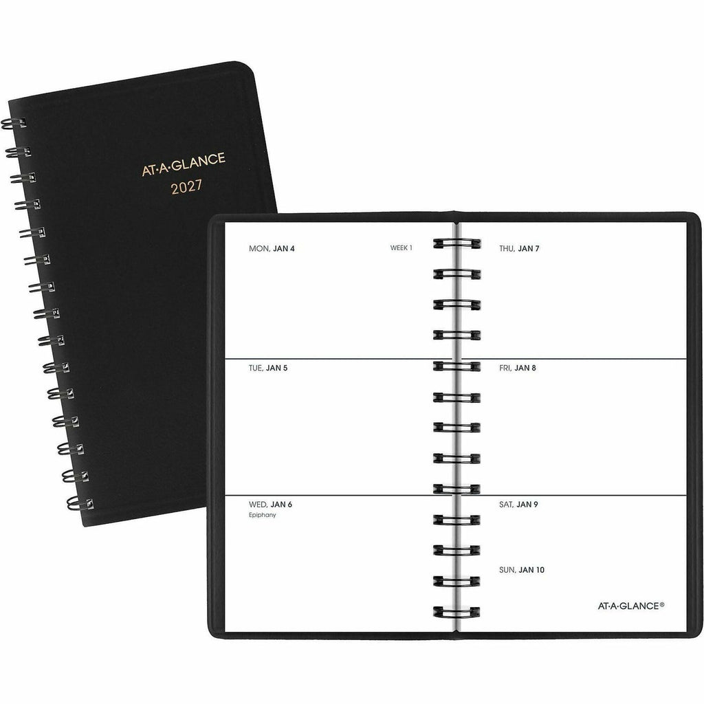 Weekly Planner, 4.5 x 2.5, Black Cover, 12-Month (Jan to Dec): 2024