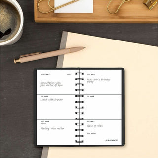 Weekly Planner, 4.5 x 2.5, Black Cover, 12-Month (Jan to Dec): 2024