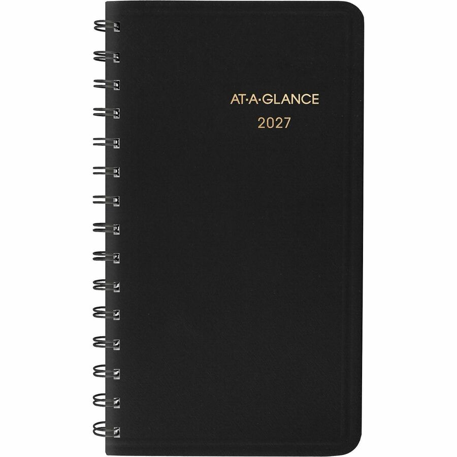 Weekly Planner, 4.5 x 2.5, Black Cover, 12-Month (Jan to Dec): 2024