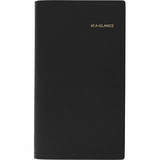At-A-Glance 2024 Monthly Planner, Black, Pocket, 3 1/2" x 6" - Monthly - 13 Month - January 2024 - January - 1 Month Double Page Layout - 3 1/2" x 6 1/8" Sheet Size - Black - Simulated Leather, Faux Leather - Pocket, Phone Directory, Unruled Daily Bl
