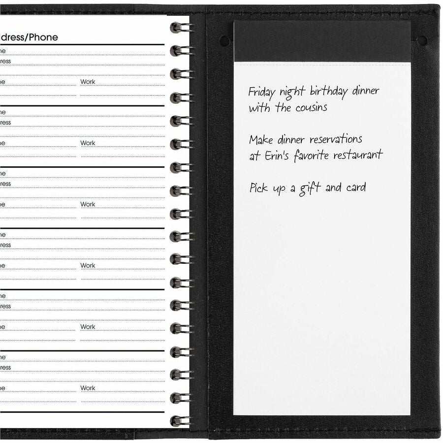At-A-Glance 2024 Monthly Planner, Black, Pocket, 3 1/2" x 6" - Monthly - 13 Month - January 2024 - January - 1 Month Double Page Layout - 3 1/2" x 6 1/8" Sheet Size - Black - Simulated Leather, Faux Leather - Pocket, Phone Directory, Unruled Daily Bl