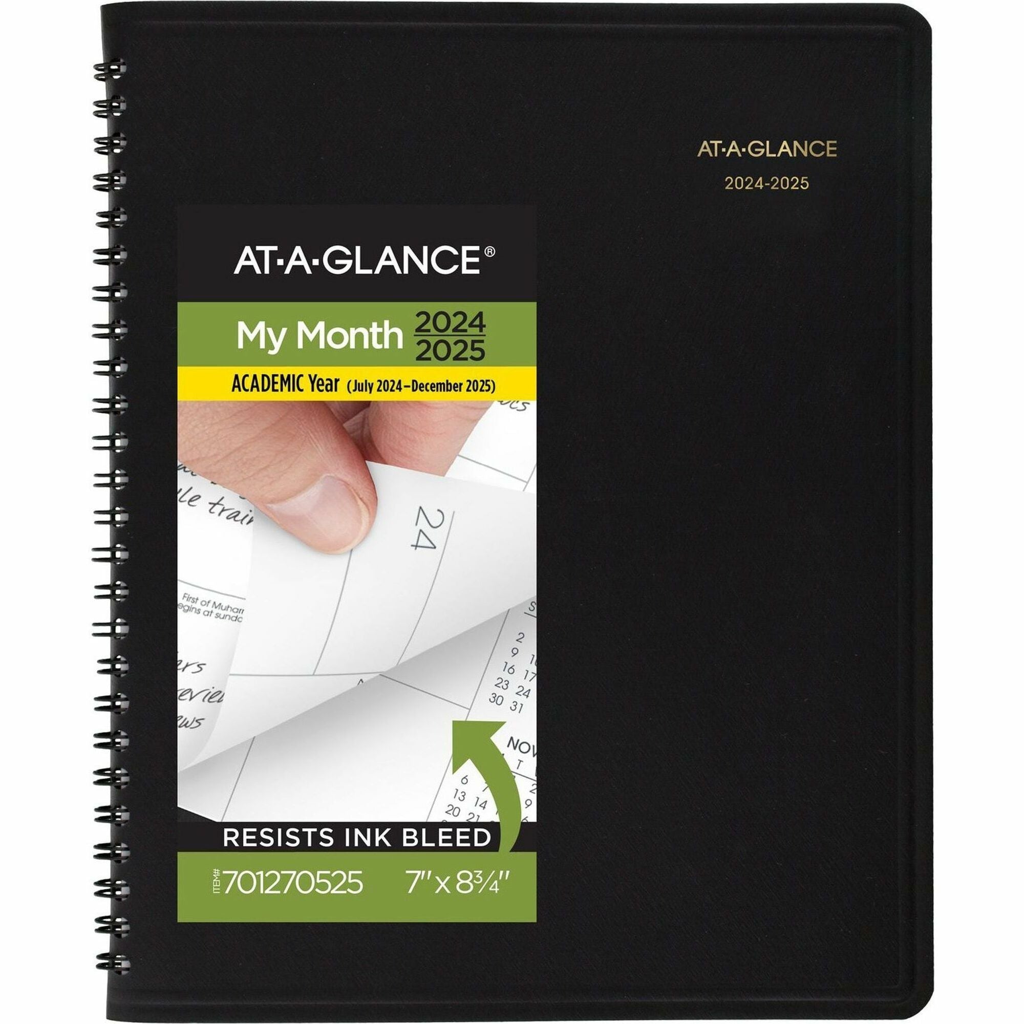 At-A-Glance Monthly Academic Planner - Julian Dates - Monthly - 18 Month - July 2023 - December 2024 - 6 7/8" x 8 3/4" Sheet Size - Black - Address Directory, Phone Directory - 1 Each - 1