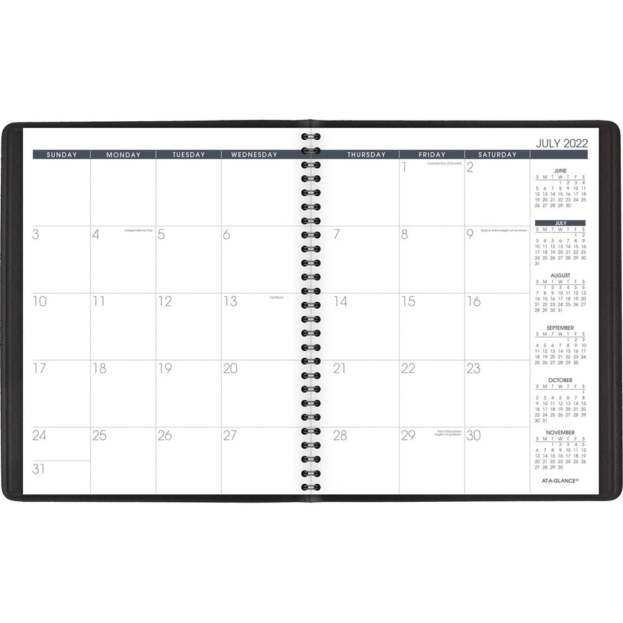 At-A-Glance Monthly Academic Planner - Julian Dates - Monthly - 18 Month - July 2023 - December 2024 - 6 7/8" x 8 3/4" Sheet Size - Black - Address Directory, Phone Directory - 1 Each - 3