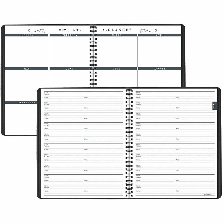 Monthly Planner in Business Week Format, 10 x 8, Black Cover, 12-Month (Jan to Dec): 2024