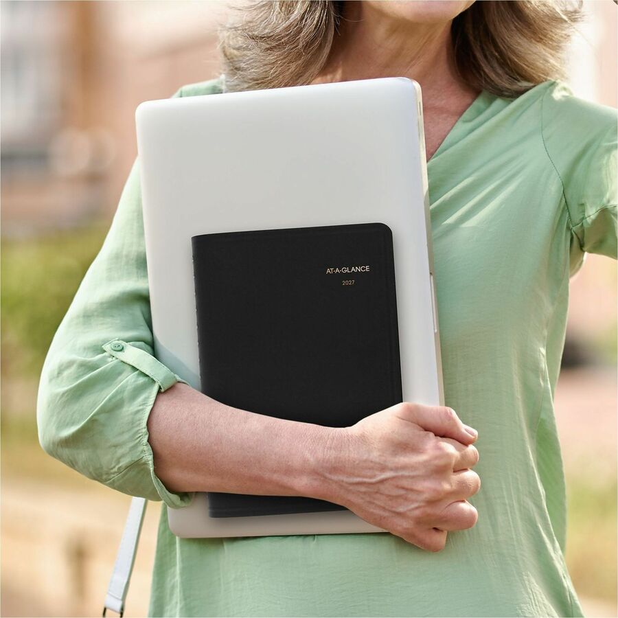 At-A-Glance 24-HourAppointment Book Planner - Julian Dates - Daily - 1 Year - January 2024 - December 2024 - 12:00 AM to 11:00 PM - Hourly - 1 Day Single Page Layout - 4 7/8" x 8" Sheet Size - Wire Bound - Black - Simulated Leather - 1 Each