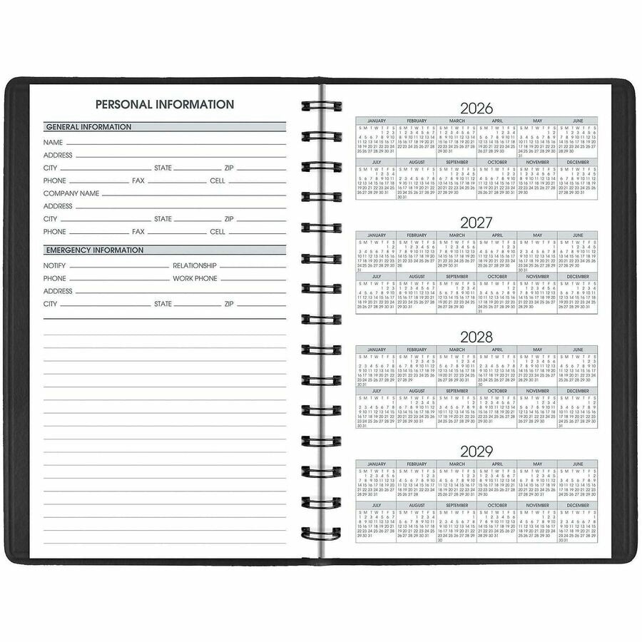 At-A-Glance 24-HourAppointment Book Planner - Julian Dates - Daily - 1 Year - January 2024 - December 2024 - 12:00 AM to 11:00 PM - Hourly - 1 Day Single Page Layout - 4 7/8" x 8" Sheet Size - Wire Bound - Black - Simulated Leather - 1 Each