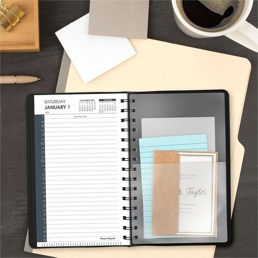 Daily Appointment Book with 30-Minute Appointments, 8 x 5, Black Cover, 12-Month (Jan to Dec): 2024