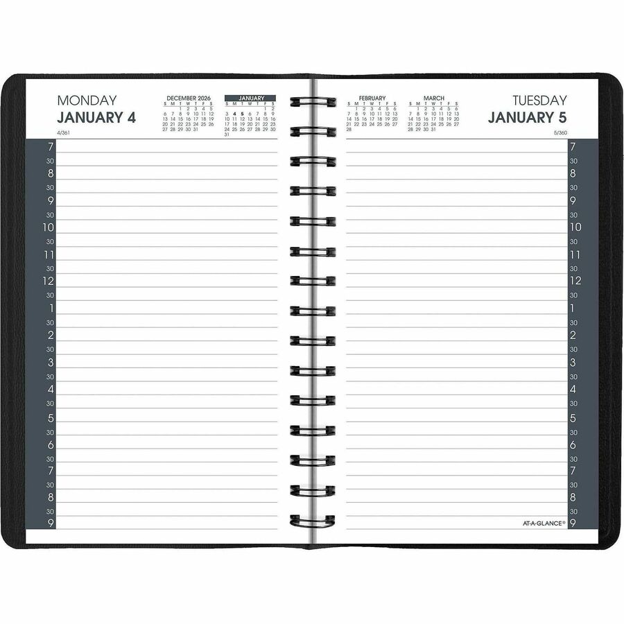 Daily Appointment Book with 30-Minute Appointments, 8 x 5, Black Cover, 12-Month (Jan to Dec): 2024