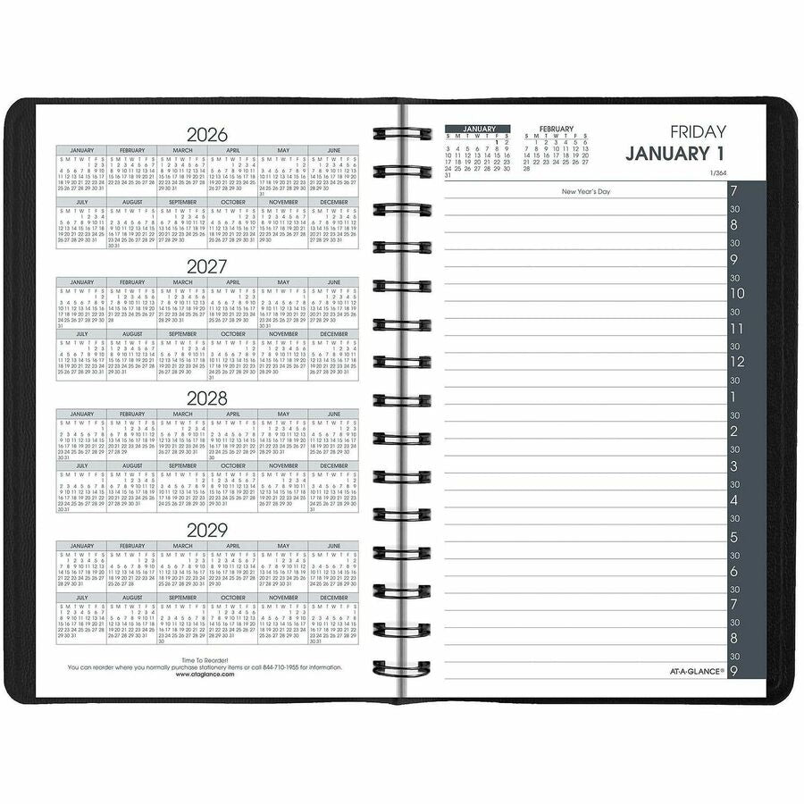 Daily Appointment Book with 30-Minute Appointments, 8 x 5, Black Cover, 12-Month (Jan to Dec): 2024