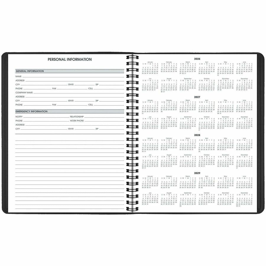 At-A-Glance 24-HourAppointment Book Planner - Daily - January 2024 - December 2024 - 12:00 AM to 11:00 PM - Hourly - 1 Day Single Page Layout - 8 1/2" x 11" Sheet Size - Wire Bound - Simulated Leather - Black CoverNotepad - 1 Each