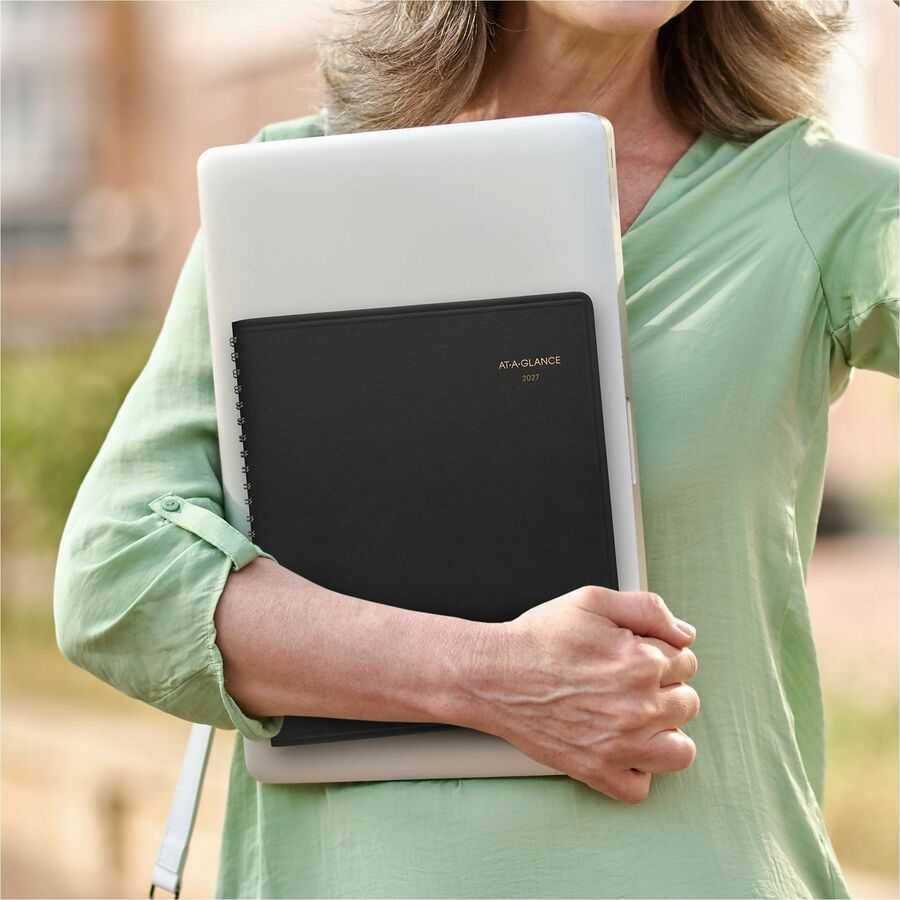 At-A-Glance 24-HourAppointment Book Planner - Daily - January 2024 - December 2024 - 12:00 AM to 11:00 PM - Hourly - 1 Day Single Page Layout - 8 1/2" x 11" Sheet Size - Wire Bound - Simulated Leather - Black CoverNotepad - 1 Each