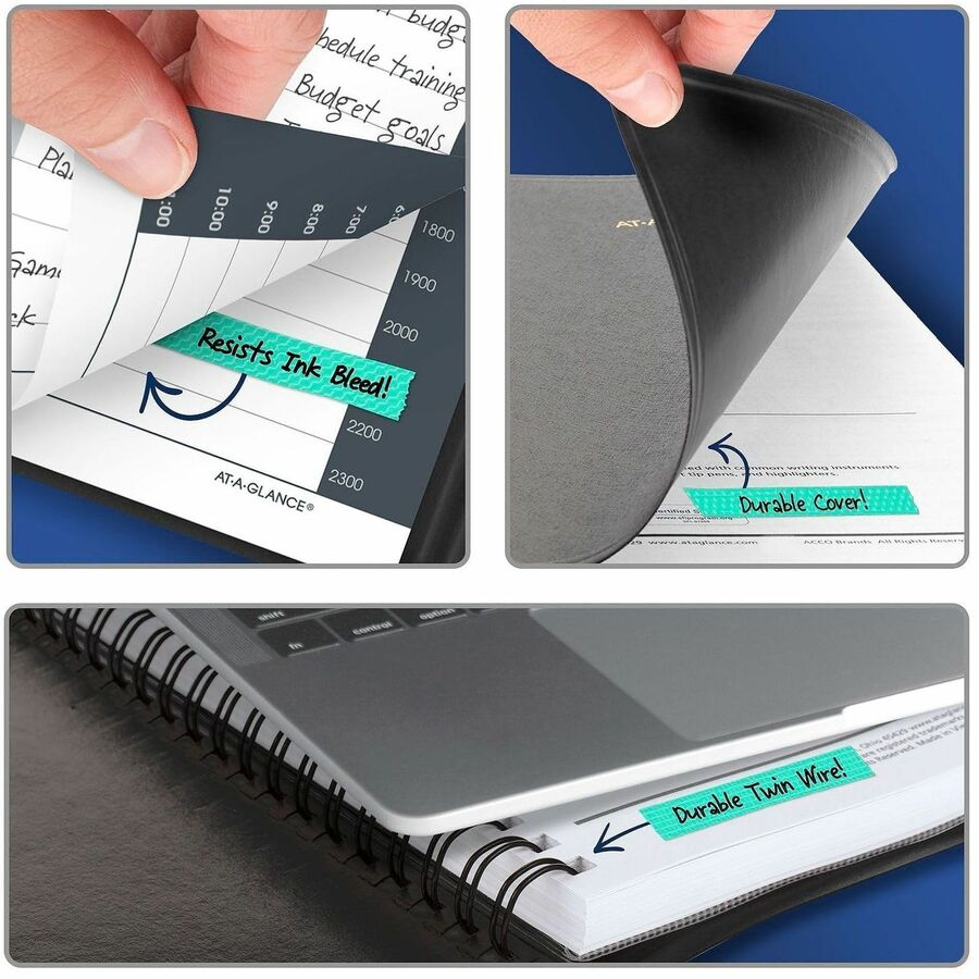 At-A-Glance 24-HourAppointment Book Planner - Daily - January 2024 - December 2024 - 12:00 AM to 11:00 PM - Hourly - 1 Day Single Page Layout - 8 1/2" x 11" Sheet Size - Wire Bound - Simulated Leather - Black CoverNotepad - 1 Each