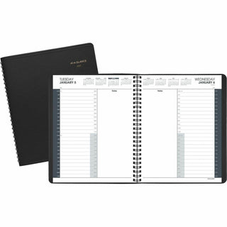 At-A-Glance 24-HourAppointment Book Planner - Daily - January 2024 - December 2024 - 12:00 AM to 11:00 PM - Hourly - 1 Day Single Page Layout - 8 1/2" x 11" Sheet Size - Wire Bound - Simulated Leather - Black CoverNotepad - 1 Each