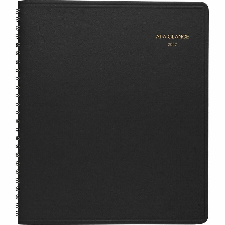 At-A-Glance 24-HourAppointment Book Planner - Daily - January 2024 - December 2024 - 12:00 AM to 11:00 PM - Hourly - 1 Day Single Page Layout - 8 1/2" x 11" Sheet Size - Wire Bound - Simulated Leather - Black CoverNotepad - 1 Each