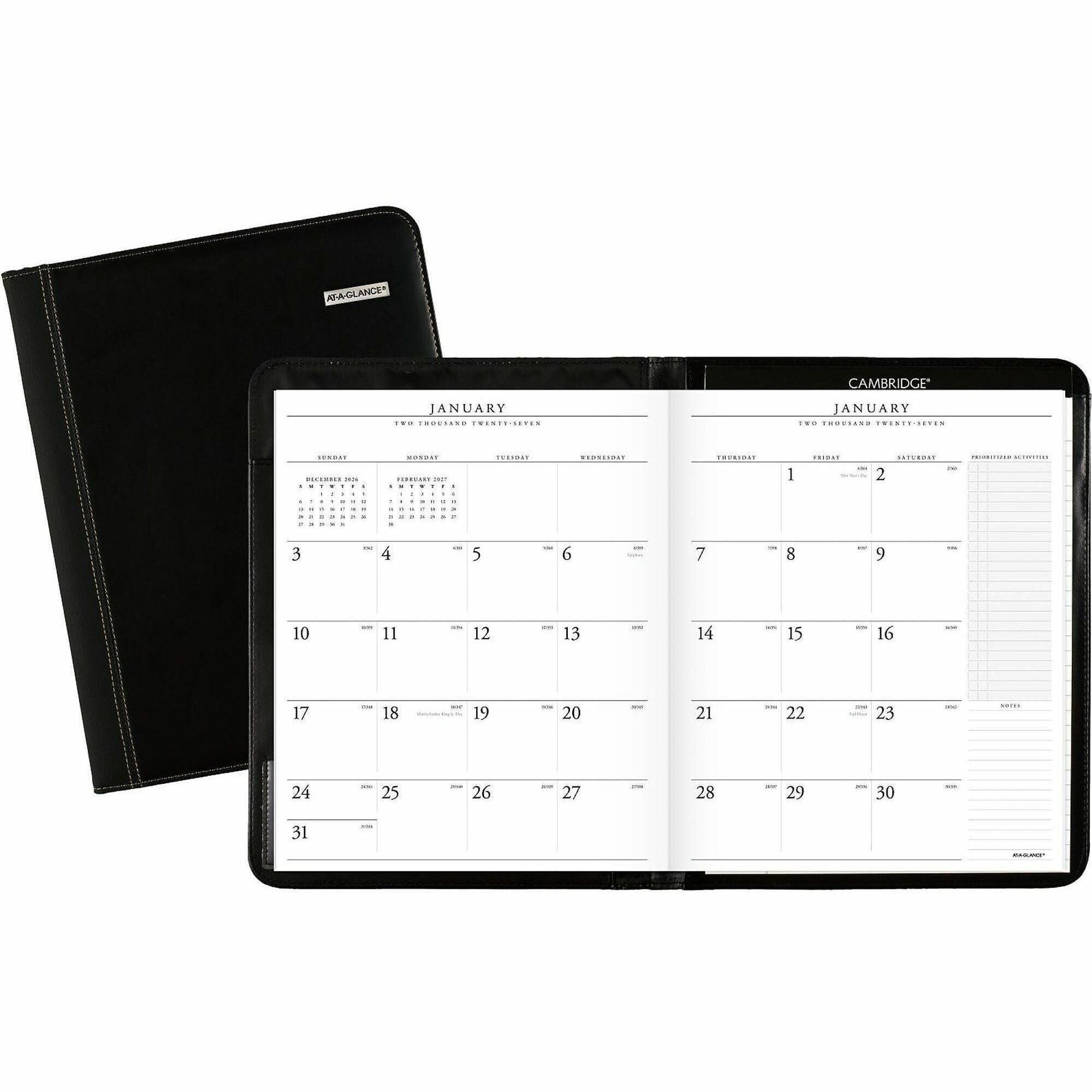 Executive Monthly Padfolio, 11 x 9, Black Cover, 13-Month (Jan to Jan): 2024 to 2025