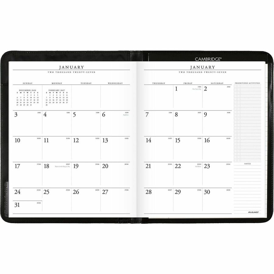 Executive Monthly Padfolio, 11 x 9, Black Cover, 13-Month (Jan to Jan): 2024 to 2025